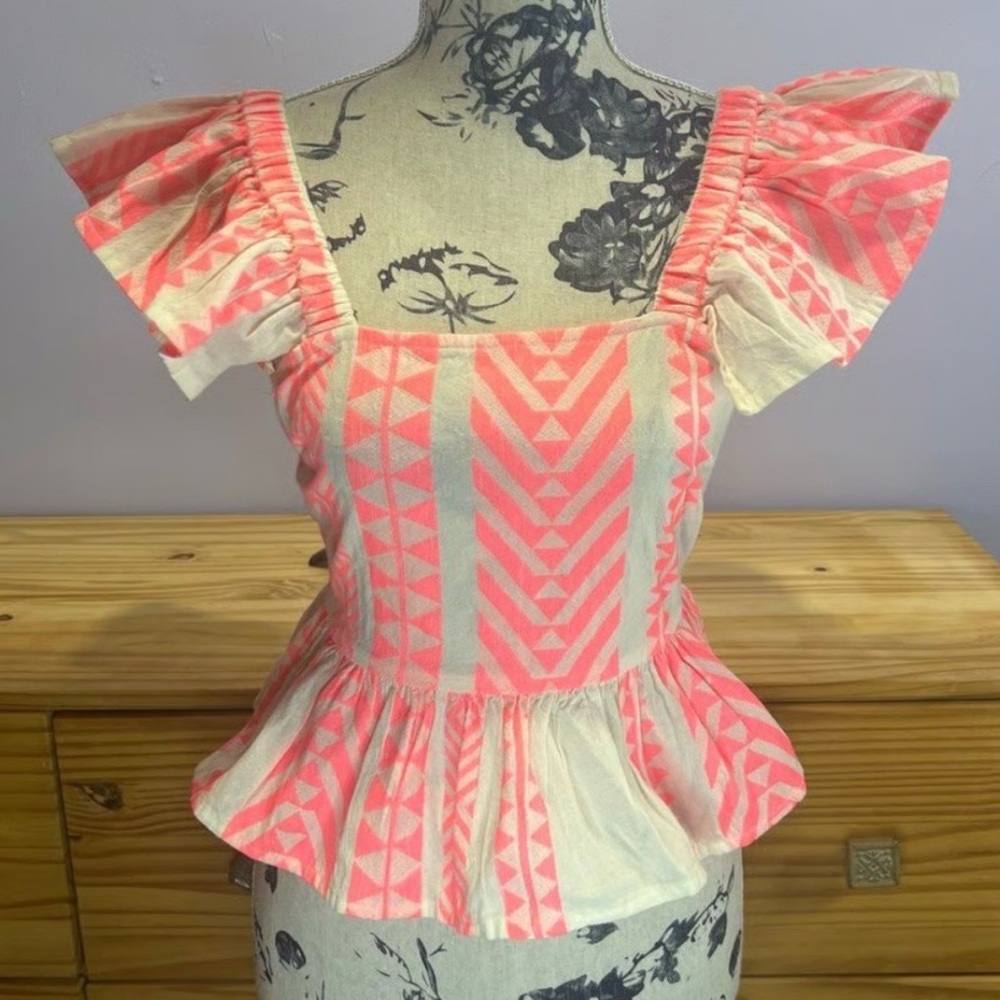 Pink and Cream Women's Top